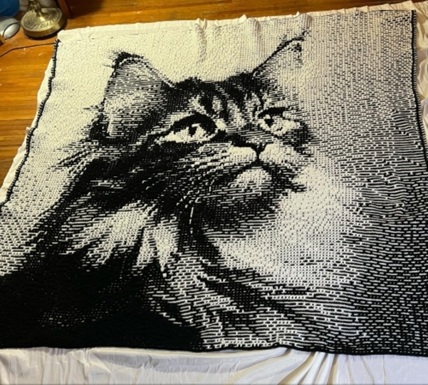 Overlay Mosaic Crochet pattern, "Brown Cat", PDF instant download, English