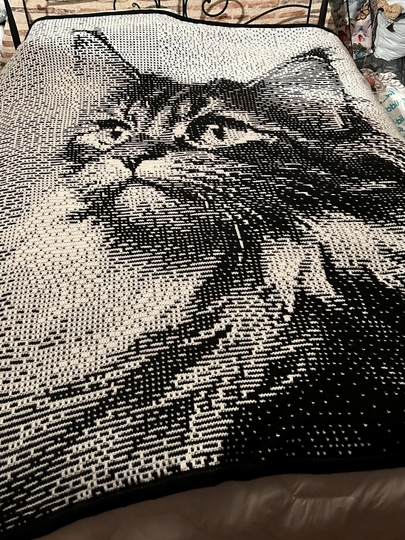 Overlay Mosaic Crochet pattern, "Brown Cat", PDF instant download, English