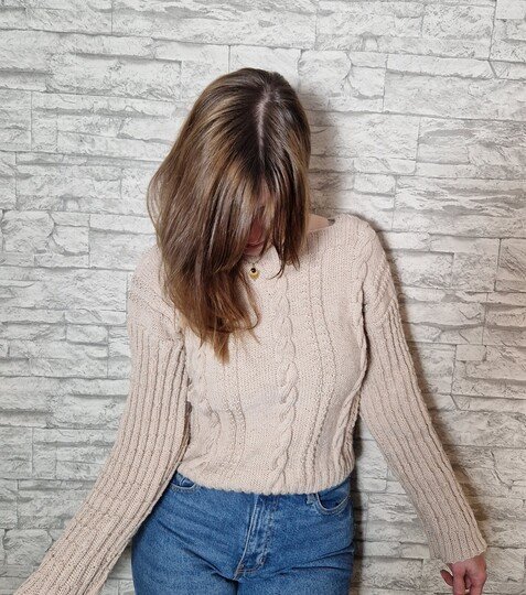 253 Strickanleitung Pullover Kurzpullover Zöpfchen