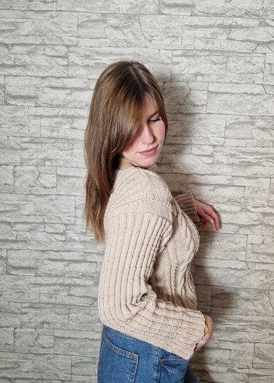 253 Strickanleitung Pullover Kurzpullover Zöpfchen