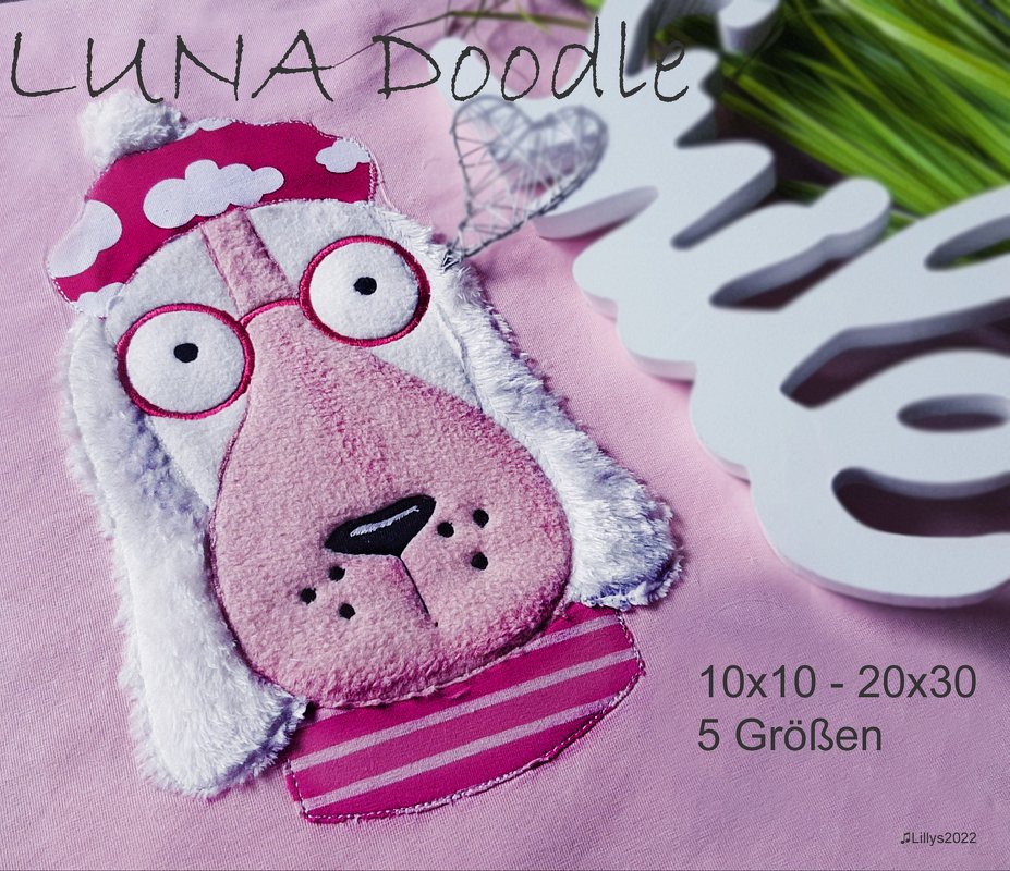Stickmuster "Hund Luna Doodle" für Stickliebhaber