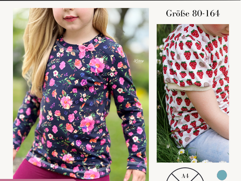Schnittmuster Basicshirt Shirt für Mädchen Jamie Gr. 80-164