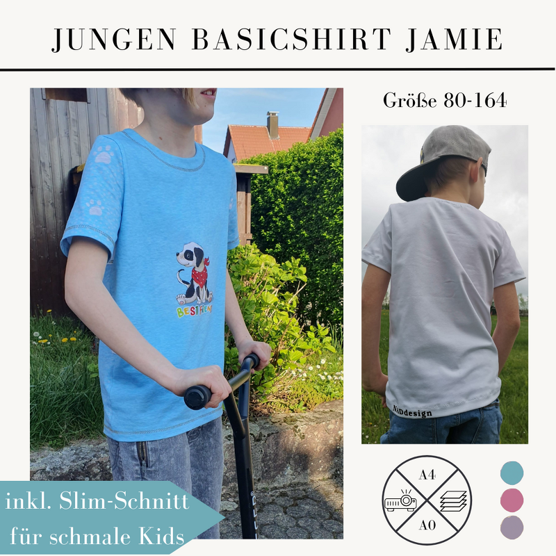 Schnittmuster Basicshirt Shirt für Jungen Jamie Gr. 80-164