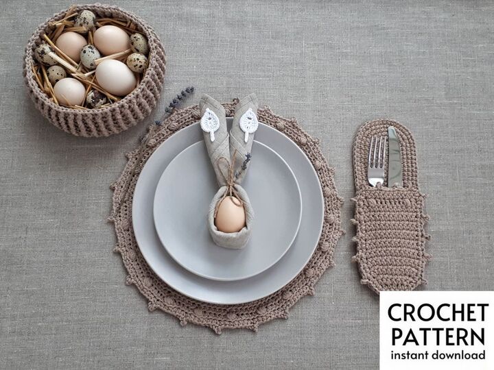 Diycrochet Pattern Linen Napkin with Crochet decor Pattern Easter Patterns