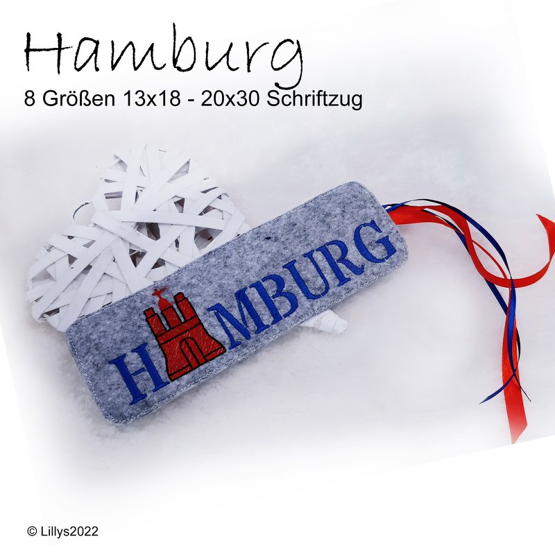 Kreatives Gestalten: Stickmuster Hamburg in 8 verschiedenen Größen