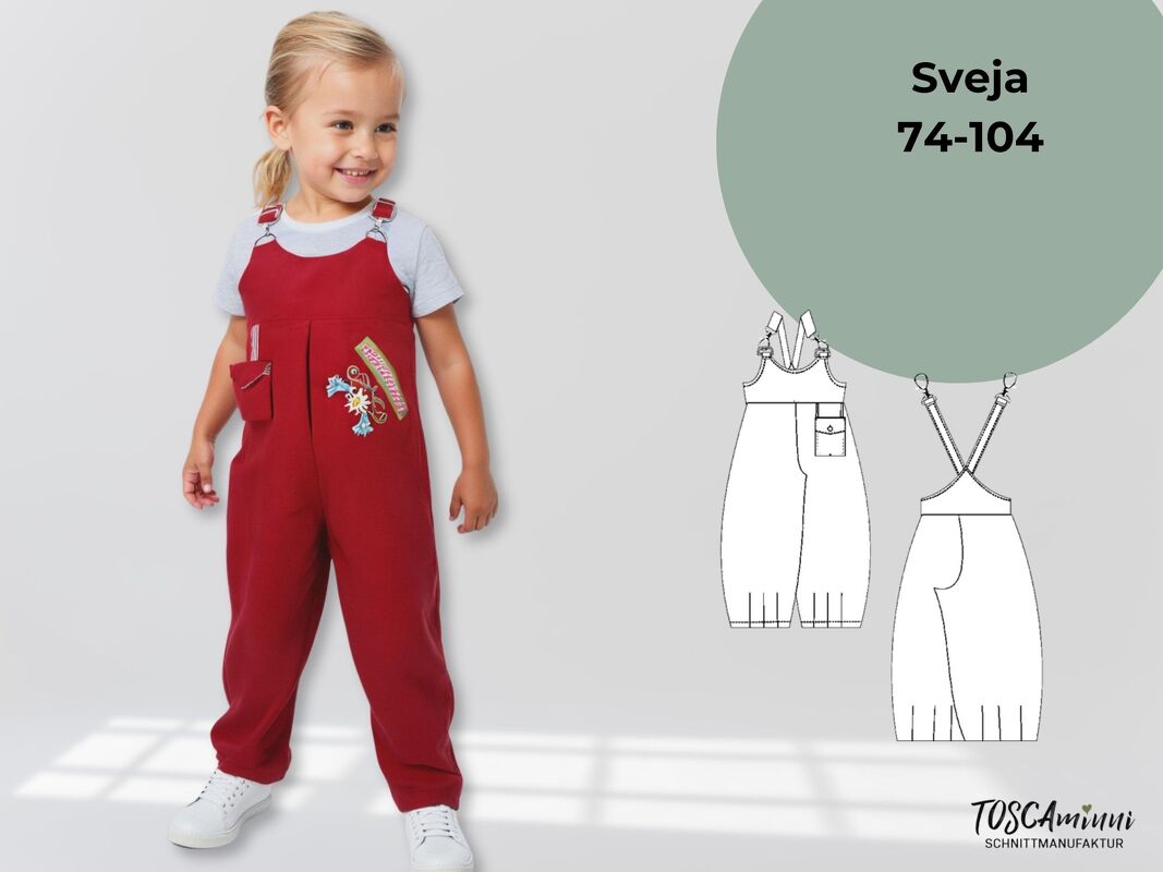 Schnittmuster Kinder Latzhose Sveja Gr. 74-104 | Nähmuster + Nähanleitung