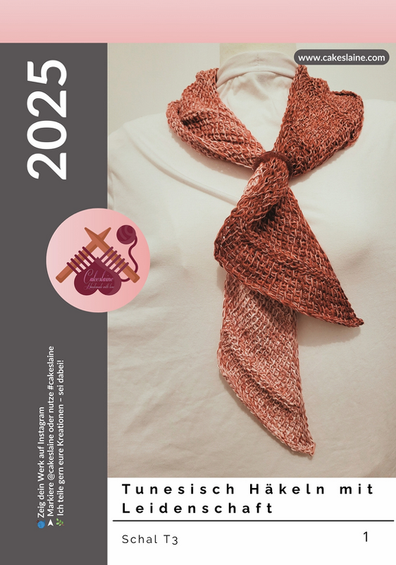 "TUNISIAN BIAS SCARF" crocheted – intermediate