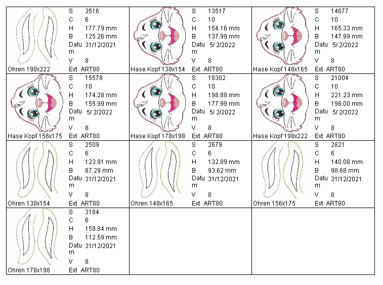 Hase ITH 5 Größen Stickdatei, Stickmuster, Stickdesign, sticken, Hase - Bild 4