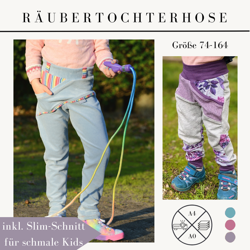 Schnittmuster Räubertochterhose Jogginghose Hose für Mädchen Gr. 74-164