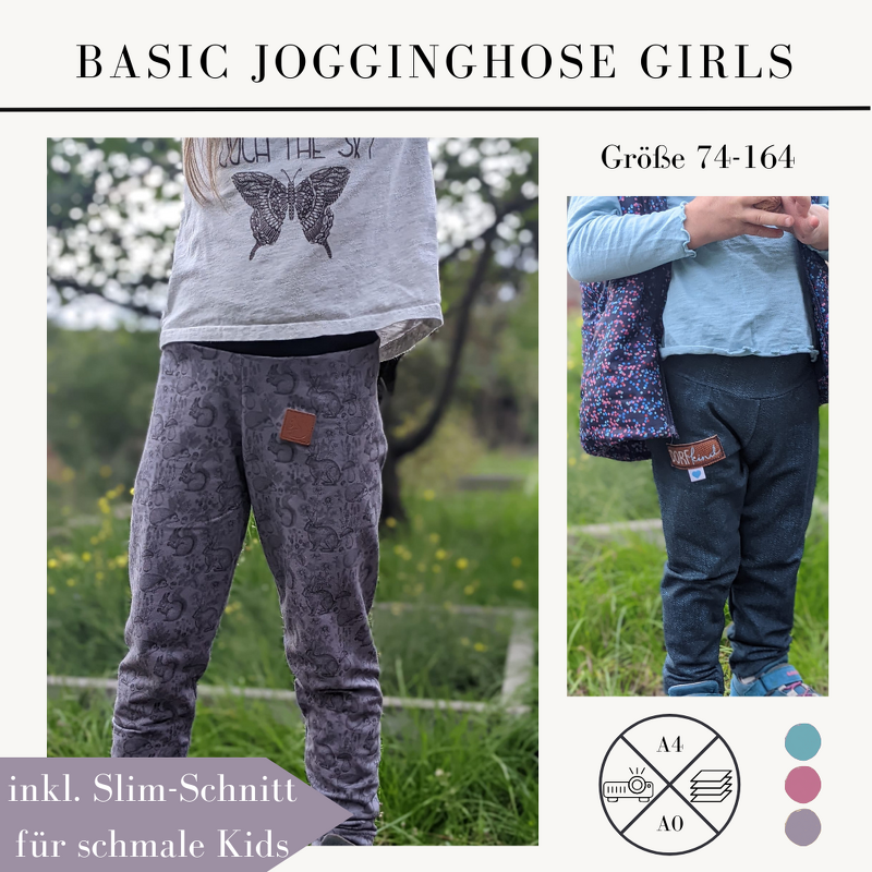 Schnittmuster Basic Jogginghose Hose für Mädchen  Gr. 74-164