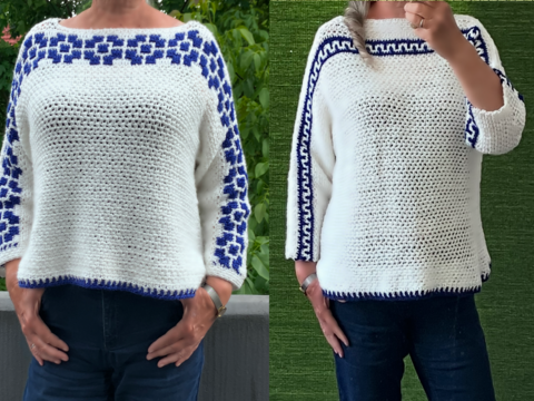 Weißblauer Pulli - Greece- Häkelanleitung
