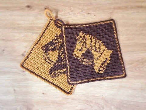 Häkelanleitung Topflappen "Pferd"