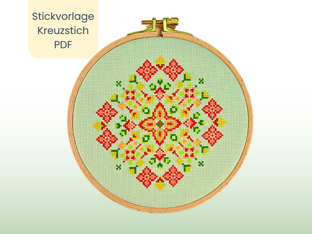Stickvorlage PDF "Sommerblumen" Stickvorlage im Kreuzstich