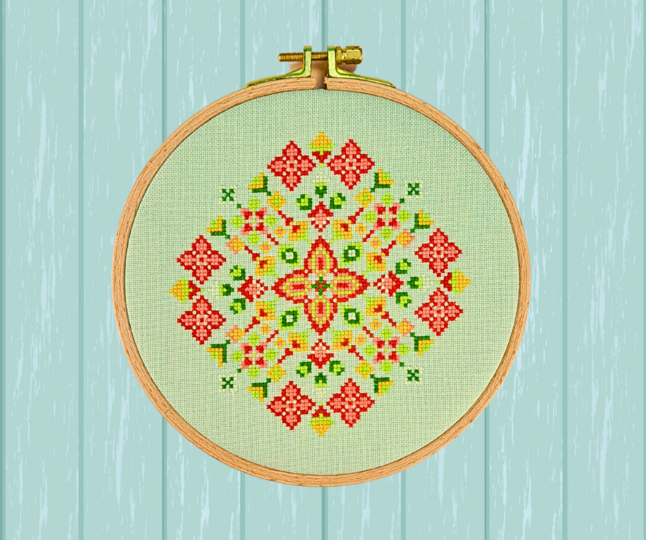 Stickvorlage PDF "Sommerblumen" Stickvorlage im Kreuzstich