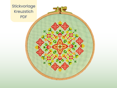 Stickvorlage PDF "Sommerblumen" Stickvorlage im Kreuzstich