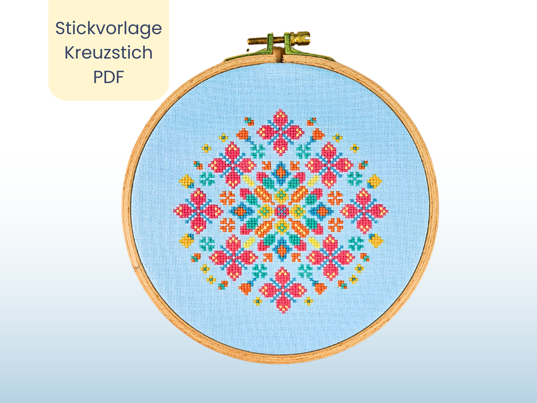 Stickvorlage PDF "Blumenmeer" Stickvorlage im Kreuzstich