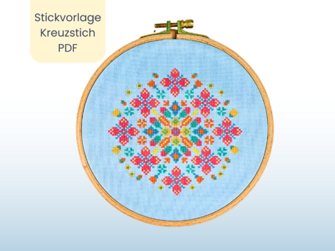 Stickvorlage PDF "Blumenmeer" Stickvorlage im Kreuzstich