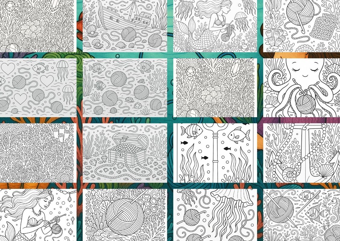 Malbuch - "UNTERWASSERWELT &amp; HÄKELN"