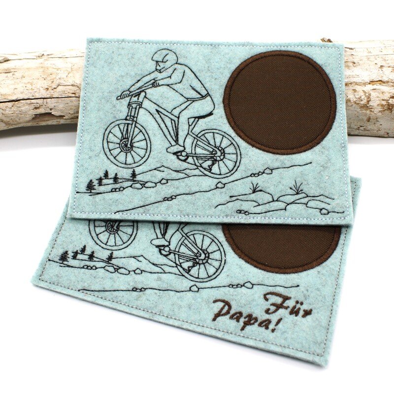 Stickdatei Mugrug Untersetzer Biker Fahrrad Mountainbike 13x18cm - Bild 2