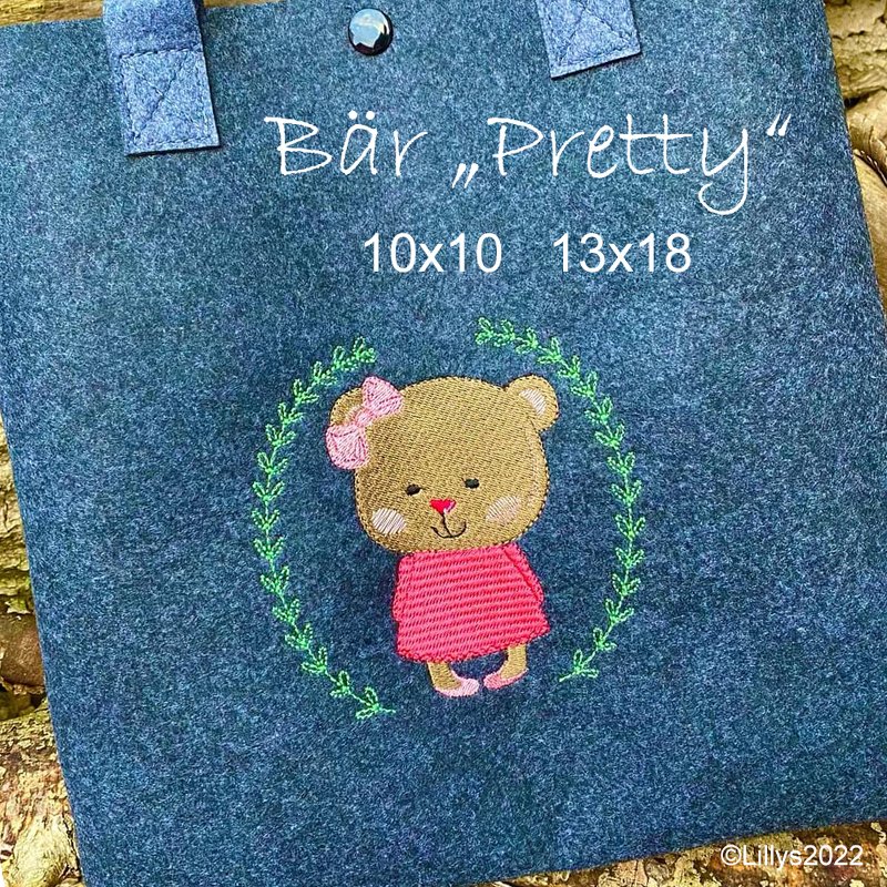 Bär 2 Größen 10x10  13x18 Stickdatei, Stickmuster, pretty, cute, Vollstick,