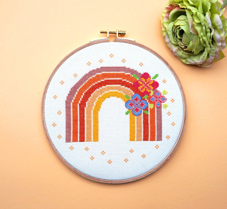 Stickvorlage PDF "Retro Regenbogen" Download Vorlage im Kreuzstich - Bild 4