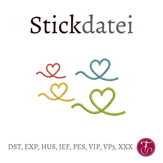 Stickdatei Herz Herzschleife zum Ergänzen von Schriften und Mustern