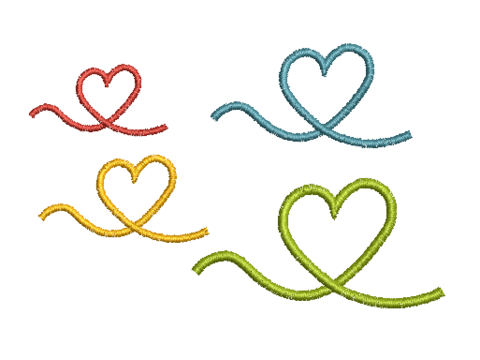 Stickdatei Herz Herzschleife zum Ergänzen von Schriften und Mustern