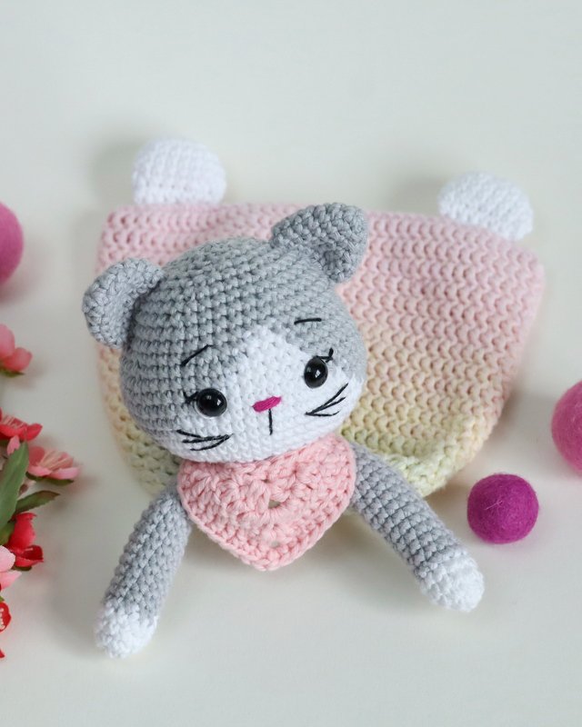 Häkelanleitung Knistertuch / Schmusetuch "Katze Minou" - Bild 7