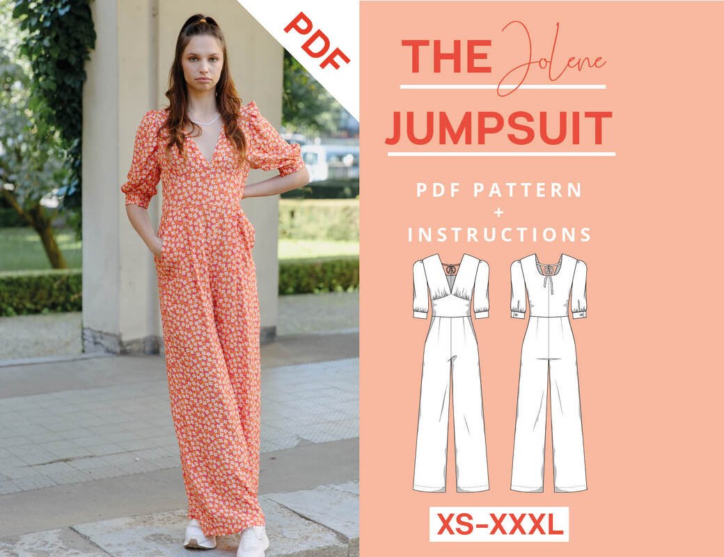 Jumpsuit sewing pattern ladies XS-XXXL PDF Download with sewing instruction