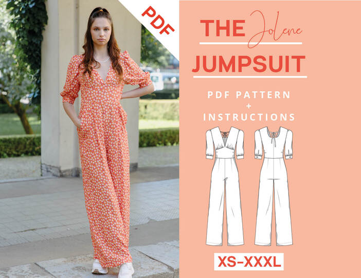 Jumpsuit sewing pattern ladies XS-XXXL PDF Download with sewing instruction