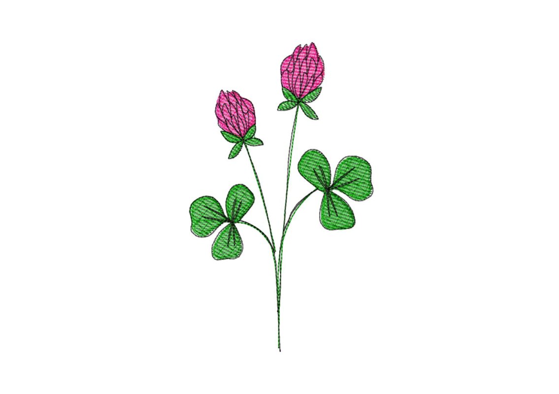 Stickdatei Klee Wiesenklee in vier Größen, Sommer, Frühling, Wildblumen