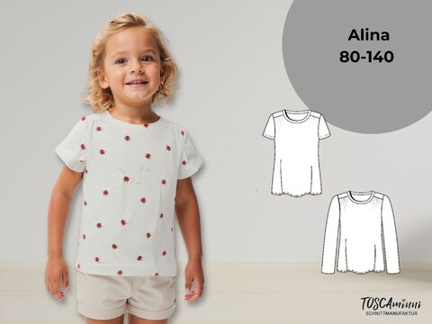 Schnittmuster Kinder Shirt Alina "minni" Gr. 80-140 + Video