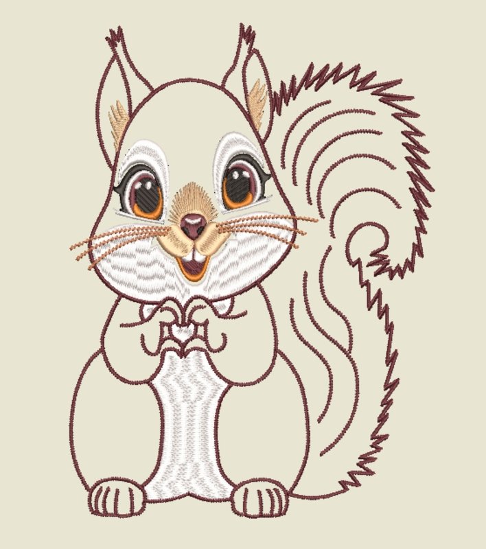 Stickdatei ITH Eichh&ouml;rnchen Fritzi f&uuml;r Rahmen 20x30 cm, Maschinenstickdatei