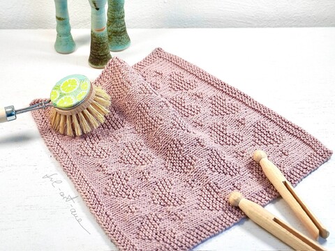 Dishcloth "Hearts", knitting pattern, easy to knit