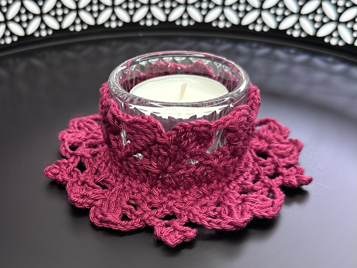 Crochet Pattern Candle Holder “Burning Heart”