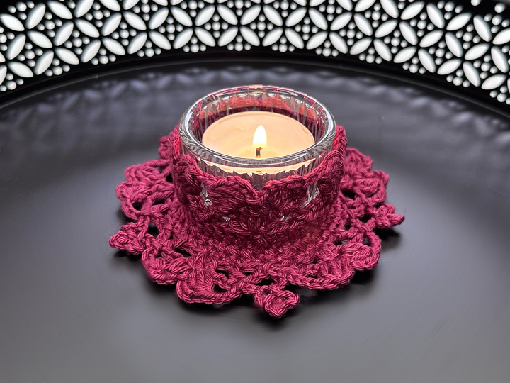 Crochet Pattern Candle Holder “Burning Heart”