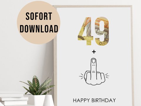 Poster GELDGESCHENK Geburtstag 50 Mittelfinger DOWNLOAD