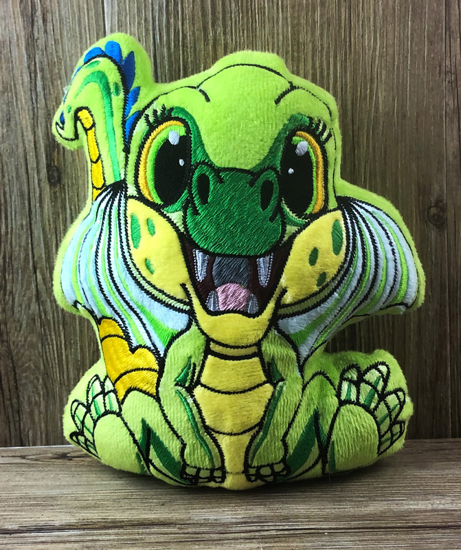 Stickdatei ITH Drache Flipp für Rahmen 20 x 30 cm, Maschinenstickdatei