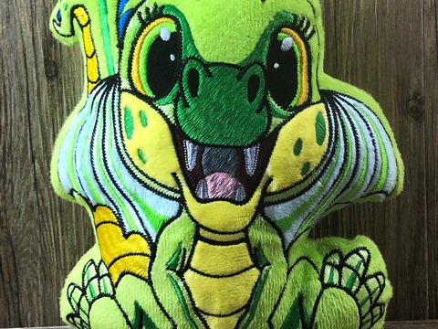 Stickdatei ITH Drache Flipp für Rahmen 20 x 30 cm, Maschinenstickdatei