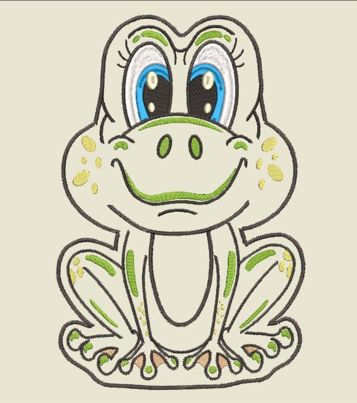 Stickdatei ITH Frosch Oskar für Rahmen 20×30cm, Maschinenstickdatei
