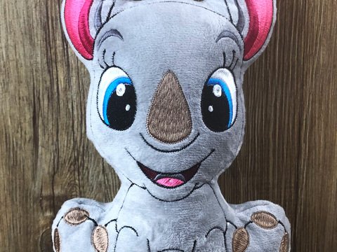 Stickdatei ITH Nashorn Susi für Rahmen 20x30 cm, Maschinenstickdatei