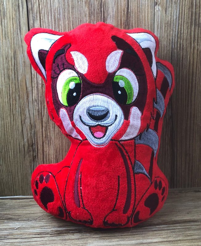 Stickdatei ITH Panda rot Pitt für Rahmen 16×26 cm, Maschinenstickdatei