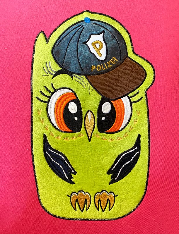 Stickdatei ITH Eule Polizei für Rahmen 16×26 cm, Maschinenstickdatei - Bild 8