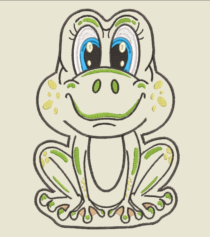 Stickdatei ITH Frosch Oskar für Rahmen 16×26 cm, Maschinenstickdatei