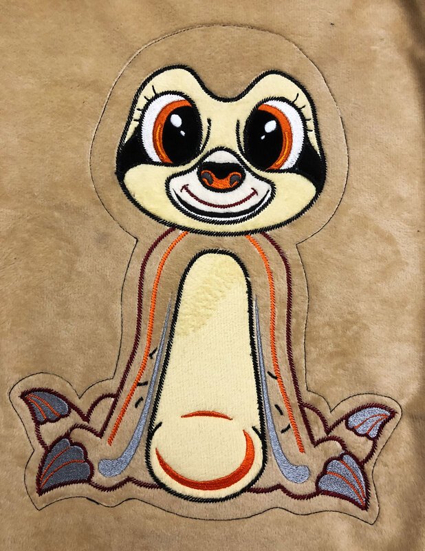 Stickdatei ITH Faultier OLAF für Rahmen 16×26 cm, Maschinenstickdatei