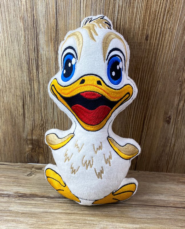 Stickdatei ITH Ente Duggy für Rahmen 16x26 cm, Maschinenstickdatei