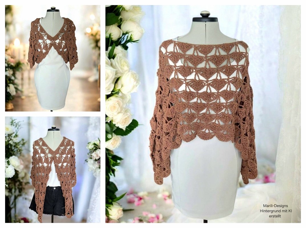 Häkelanleitung wandelbarer Poncho  im Fächermuster