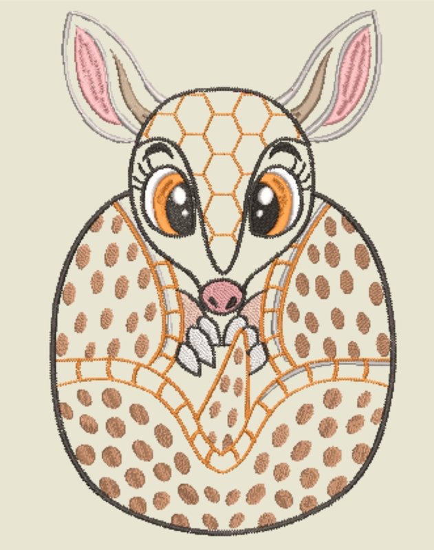 Stickdatei ITH Gürteltier Schorsch für Rahmen 16×26 cm, Maschinenstickdatei - Bild 9
