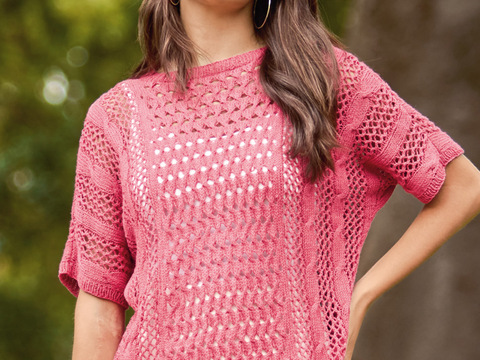 Pulli mit Zopf- und Lochmustern