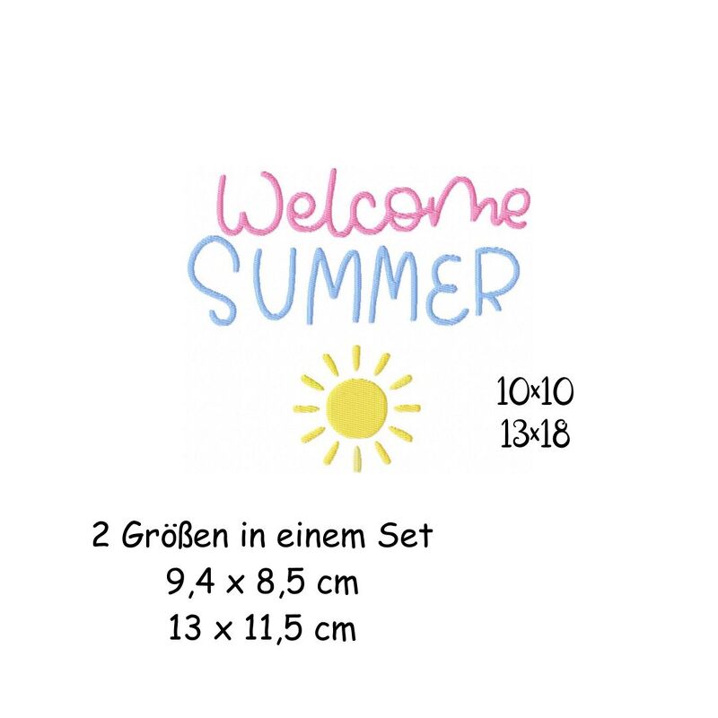 Stickdatei Welcome Summer 10x10 13x18 Applikation Willkommen Sommer Schrift